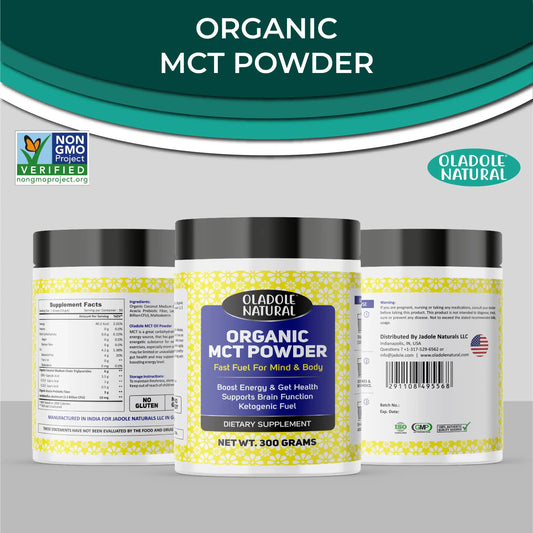 مسحوق MCT العضوي الطبيعي من أولادول، وقود سريع للدماغ والجسم - 300 غرام