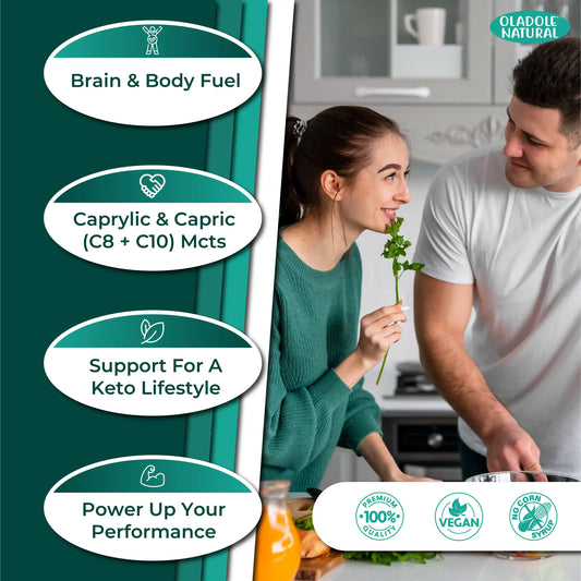 مسحوق MCT العضوي الطبيعي من أولادول، وقود سريع للدماغ والجسم - 300 غرام