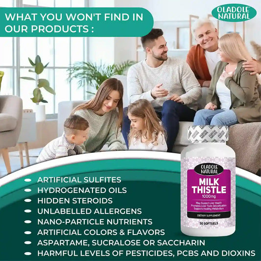 Oladole Natural Milk Thistle (1000 mg) - 50 Softgels