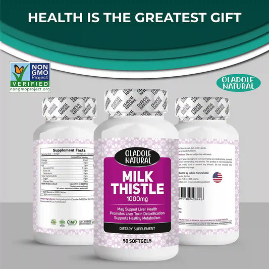 Oladole Natural Milk Thistle (1000 mg) - 50 Softgels