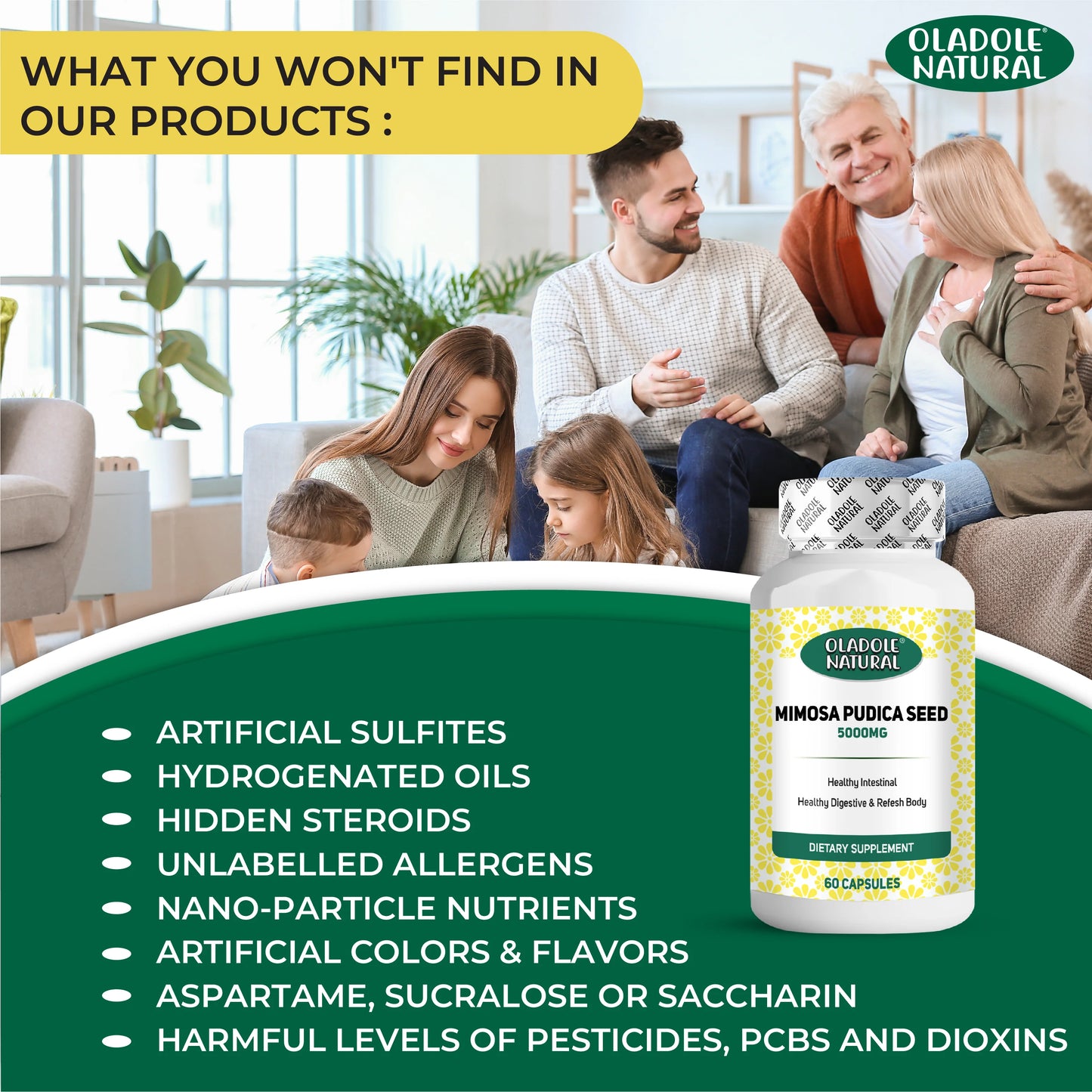 Oladole Natural Mimosa Pudica Seed Capsules - 60 Count