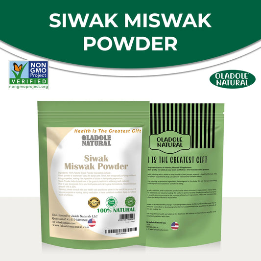 Oladole Natural Siwak Miswak Powder  Front And Back
