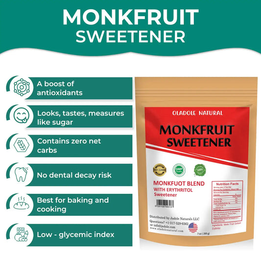 Oladole Natural Monk Fruit Sweetener 200g with Erythritol Sugar