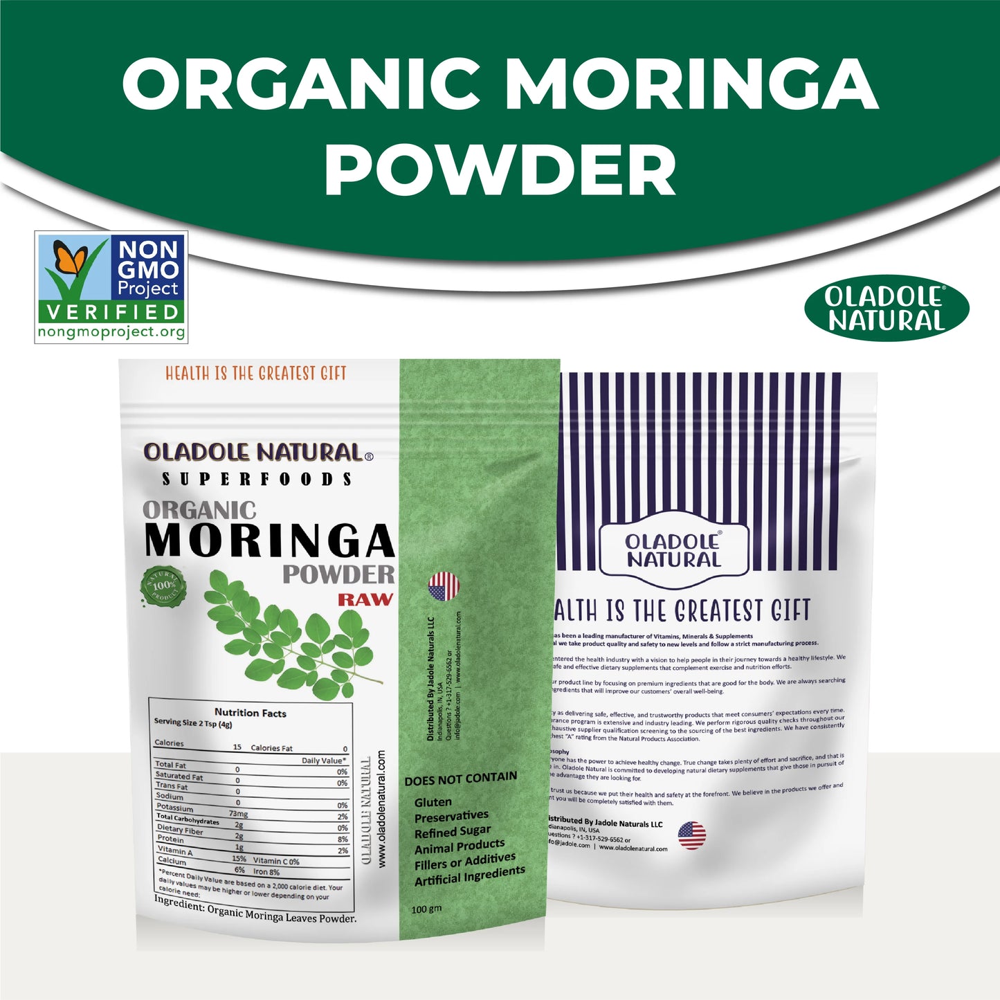 Oladole Natural Organic Moringa Leaf Powder 100 gm