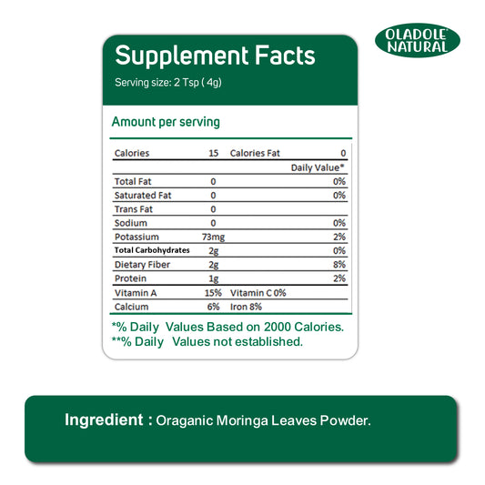 Oladole Natural Raw Organic Moringa Leaf Powder 200g