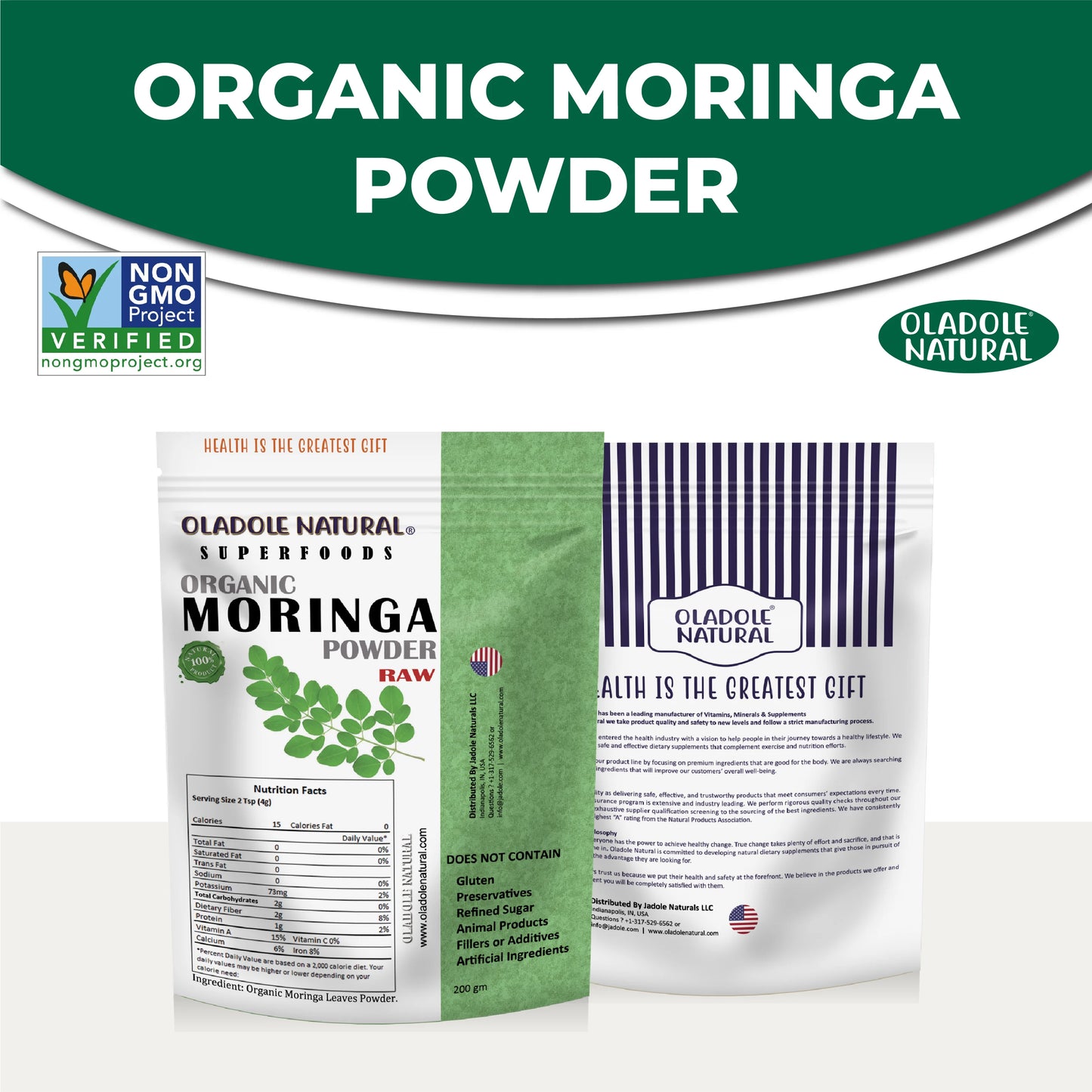 Oladole Natural Raw Organic Moringa Leaf Powder 200g