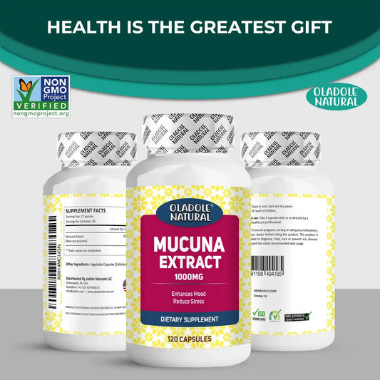 Oladole Natural Mucuna Extract 1000 mg, 120 Capsule