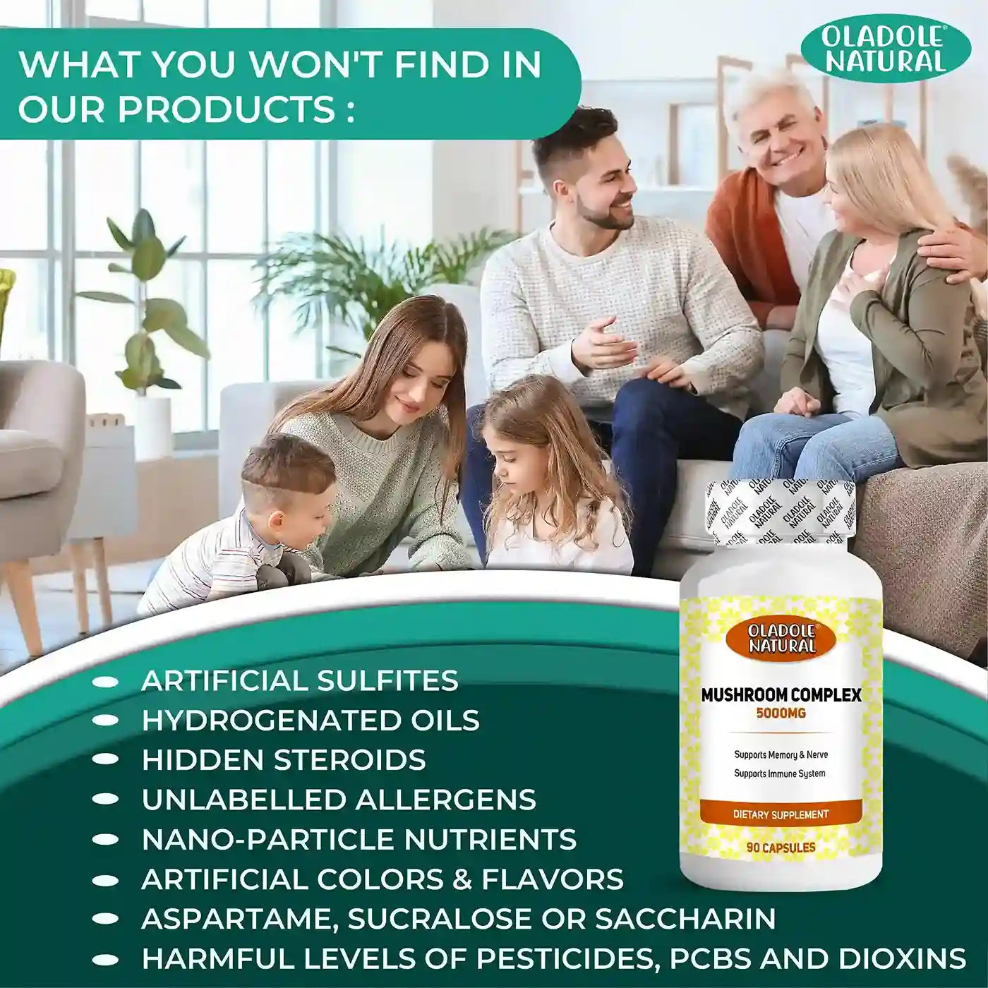 Oladole Natural Mushroom Complex - 90 Capsules