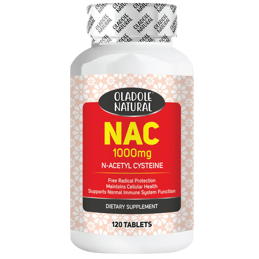 Oladole Natural N-Acetyl Cysteine NAC 1000mg, 120 Tablets