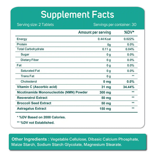 Oladole Natural NMN (Nicotinamide Mononucleotide) with Broccoli, Astragalus and Vitamin C