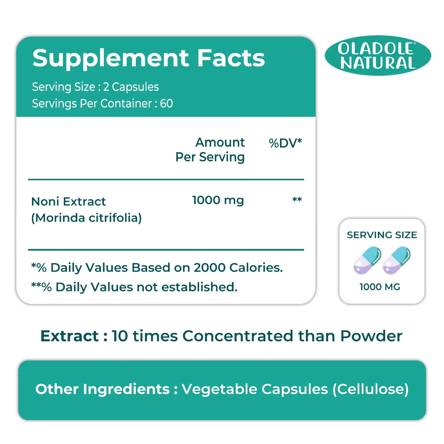 Oladole Natural Noni Extract 1000 mg 120 capsule