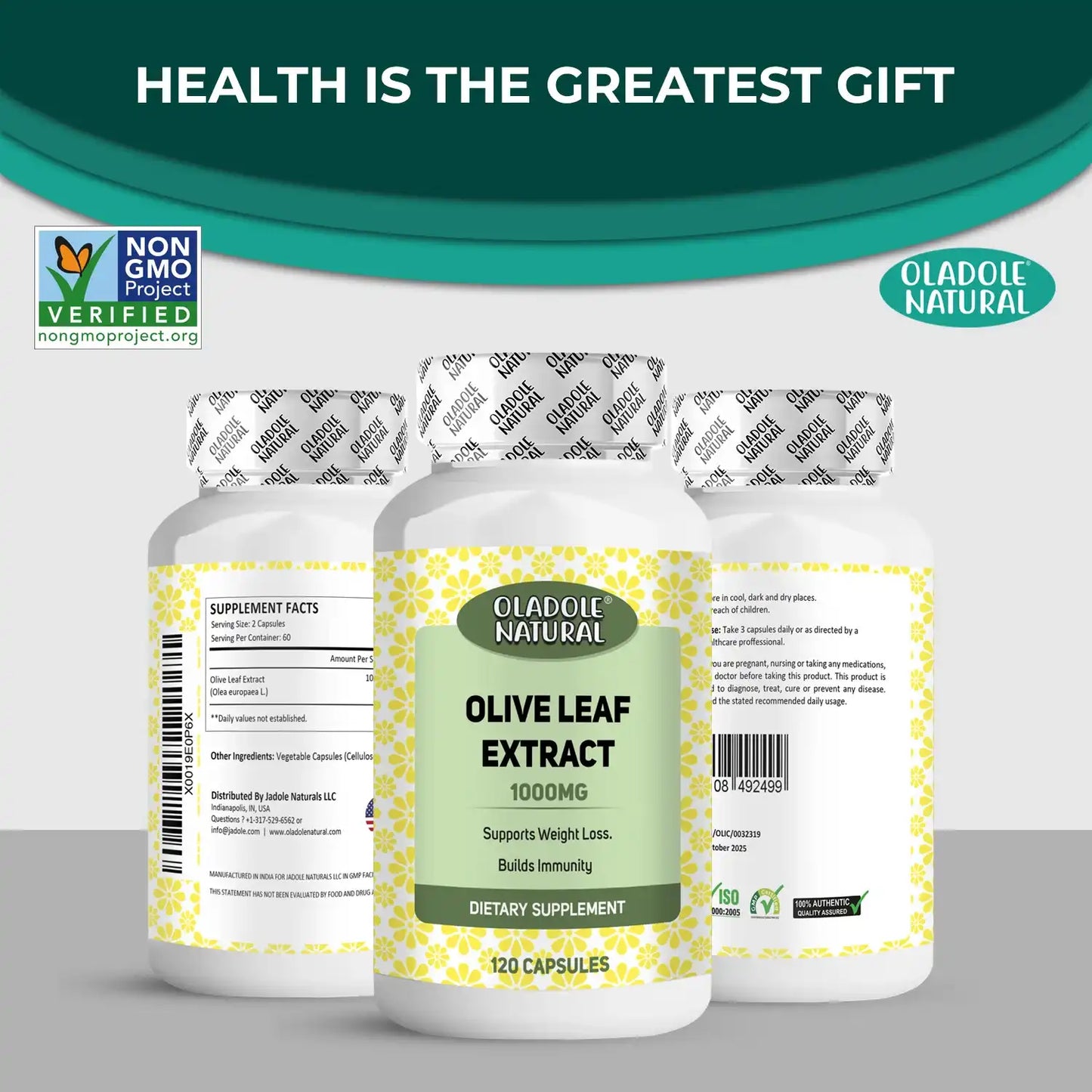 Oladole Natural Olive Leaf Extract 1000mg 120 Capsule