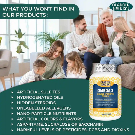 Oladole Natural Omega 3 Fish Oil 2000 mg 360 EPA 240 DHA 200 Softgel
