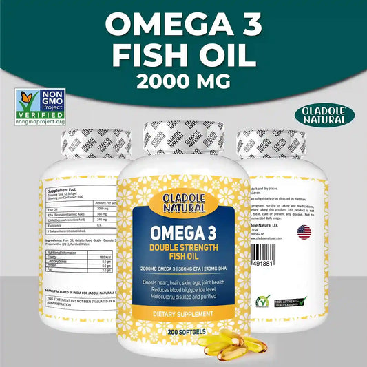 Oladole Natural Omega 3 Fish Oil 2000 mg 360 EPA 240 DHA 200 Softgel