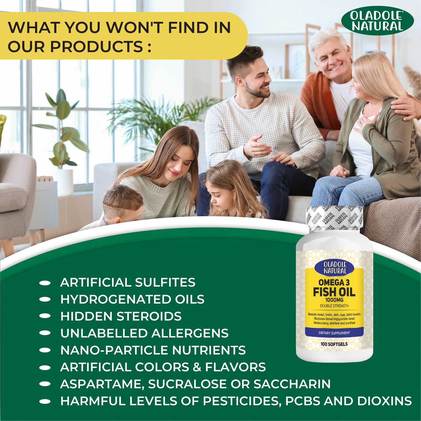 Oladole Natural Omega 3 Fish Oil 1000mg 100 Softgel