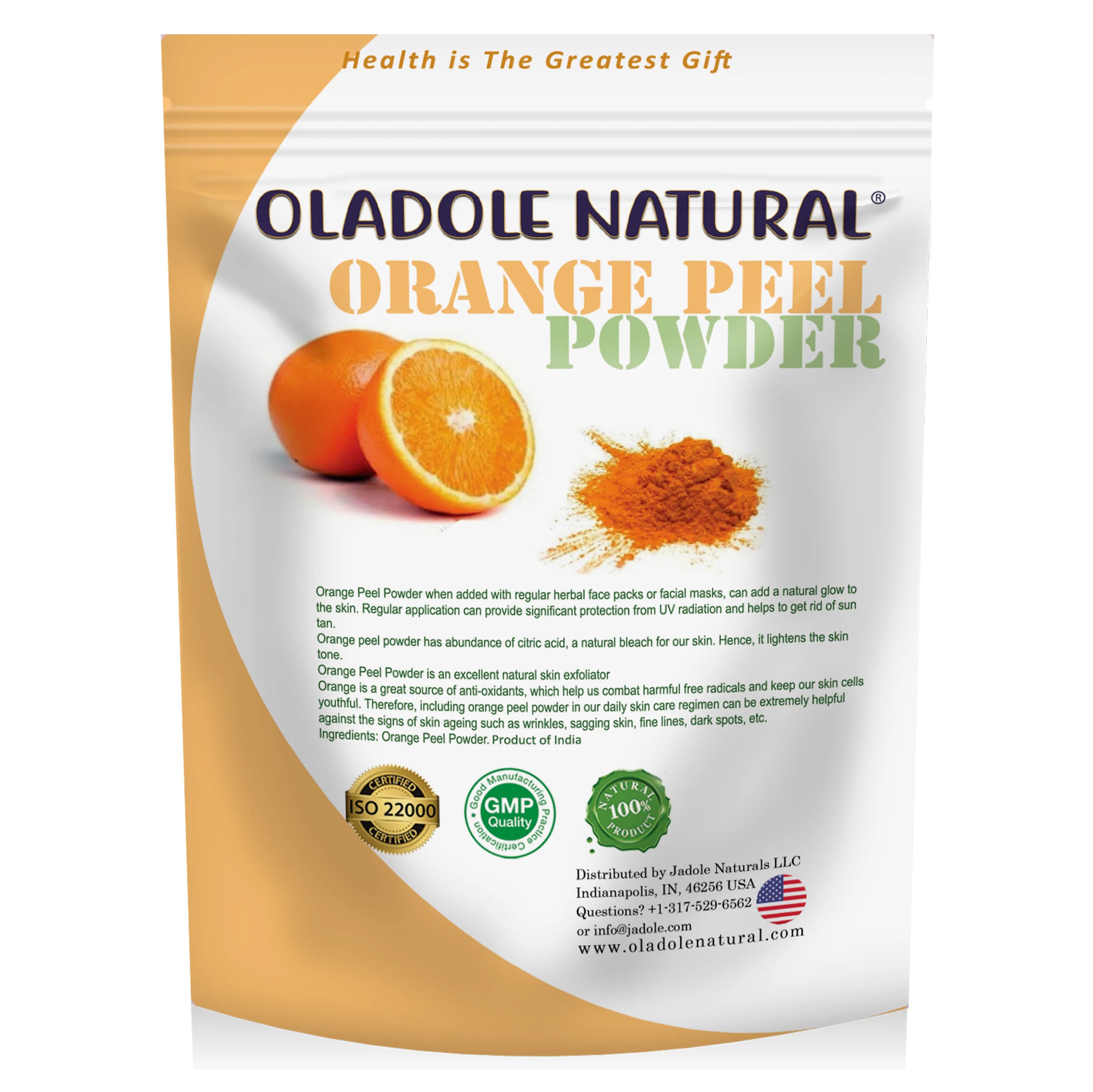 مسحوق قشر البرتقال الطبيعي من أولادول، 100% نقي وطبيعي 