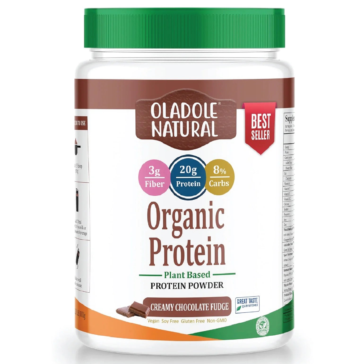 مشروب بروتين أولادول الطبيعي الخام العضوي بنكهة الشوكولاتة 1 كجم 