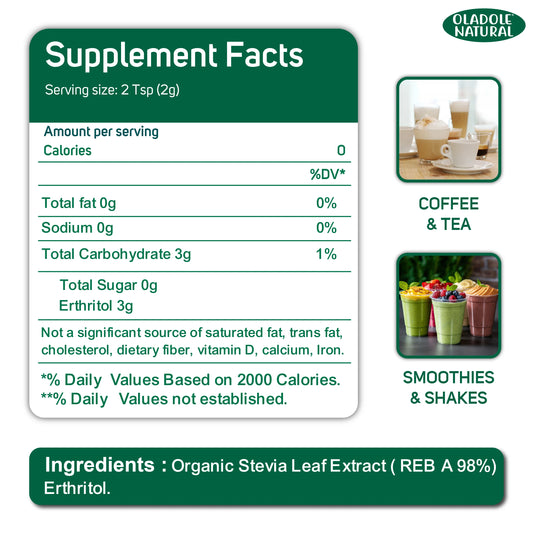 Oladole Natural Organic Stevia Sweetener Blend 200g