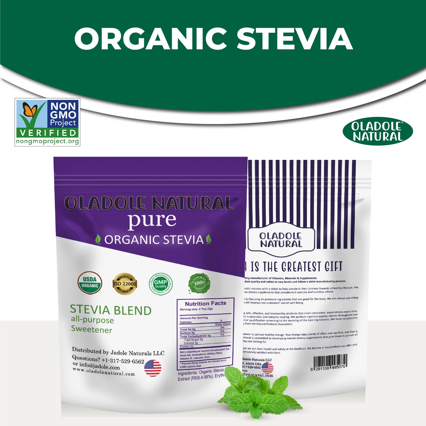 Oladole Natural Organic Stevia Sweetener Blend 200g