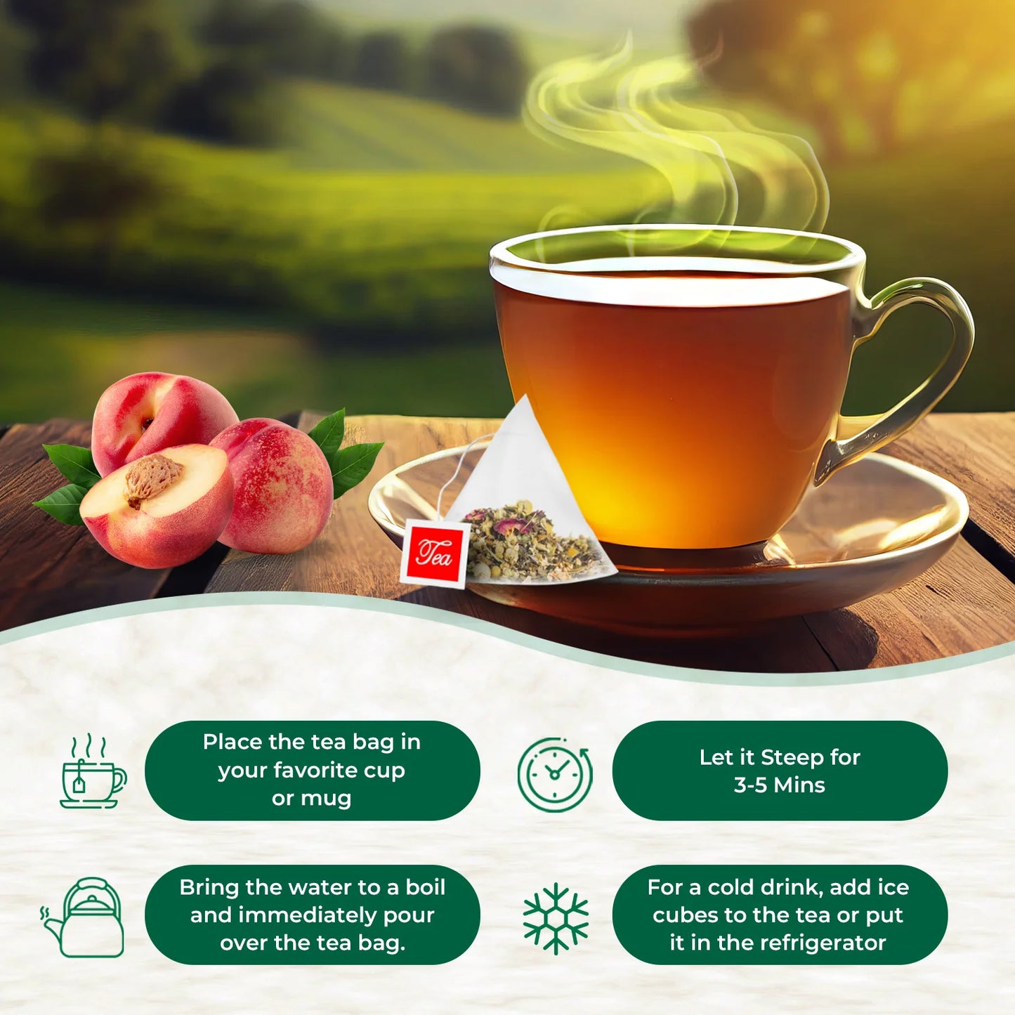 Oladole Natural Peach Oolong Tea - 20 Tea Bags