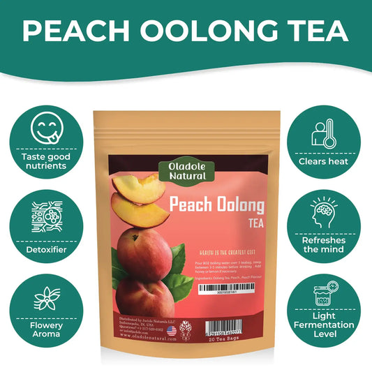 Oladole Natural Peach Oolong Tea - 20 Tea Bags