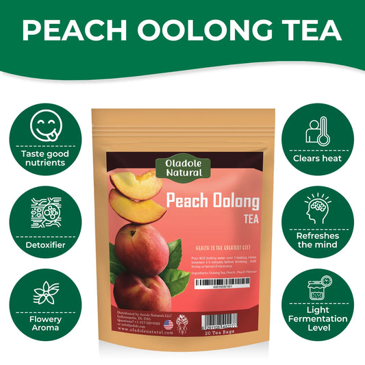 Oladole Natural Peach Oolong Tea - 20 Tea Bags