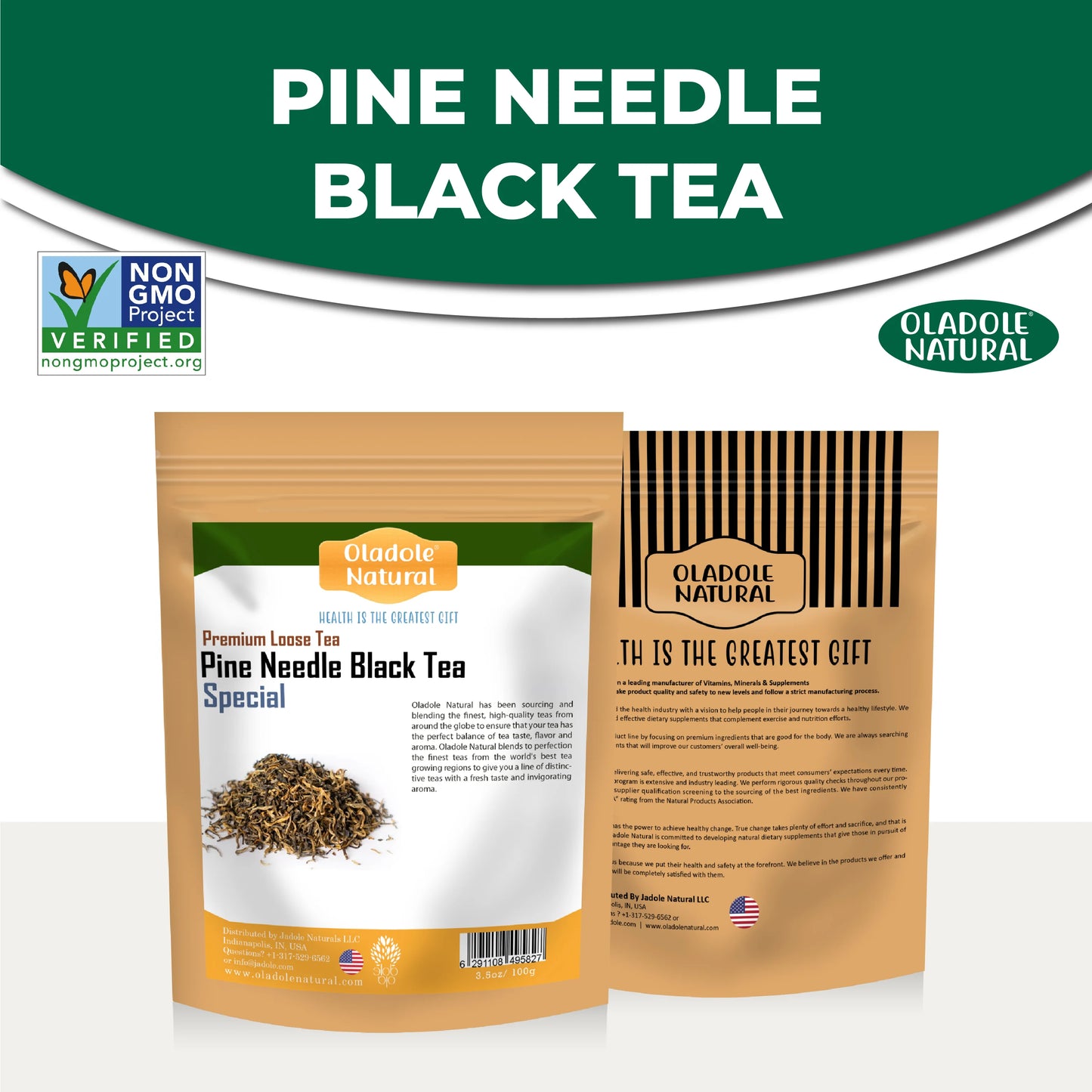 Oladole Natural Pine Needle Black Tea Front And Back 