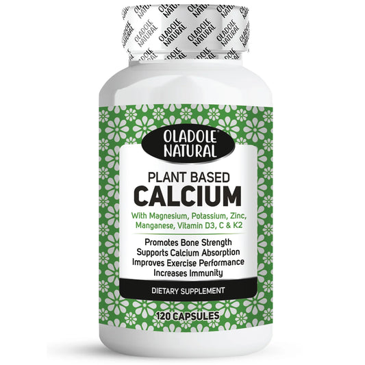 Oladole Natural Plant-Based Calcium  with Magnesium, Potassium, Zinc, Boron, Manganese, Vitamins 120 Capsules