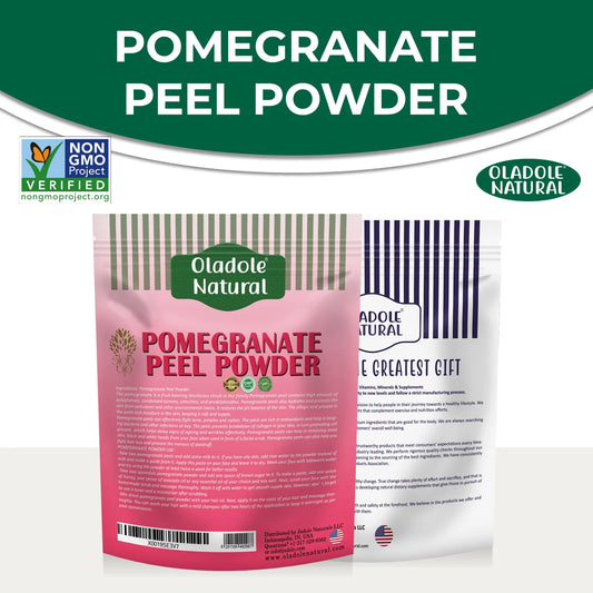 Pomegranate peel powder package with Oladole Natural branding on a white background