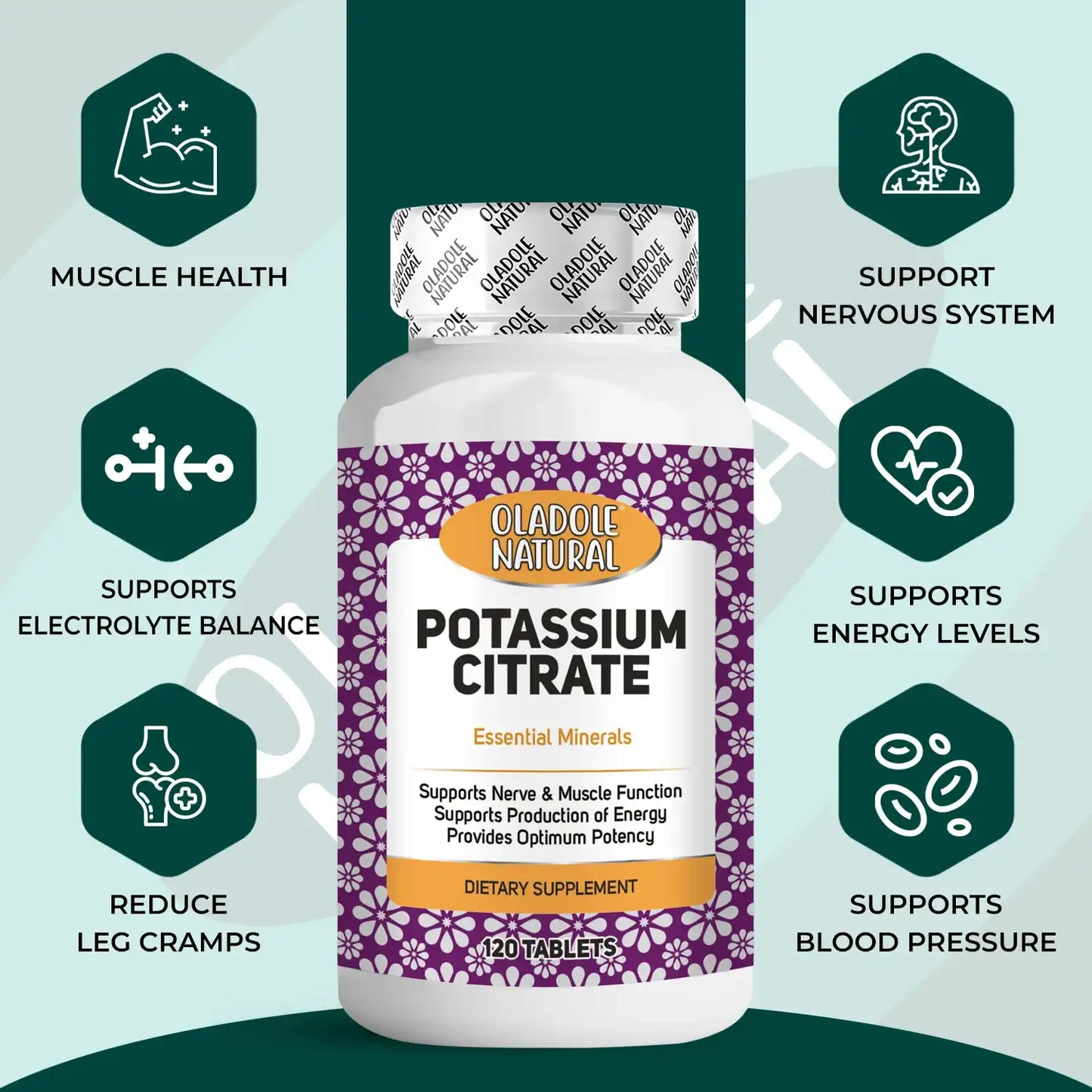 Oladole Natural Potassium Citrate 99 mg Supplement 120 Tablets
