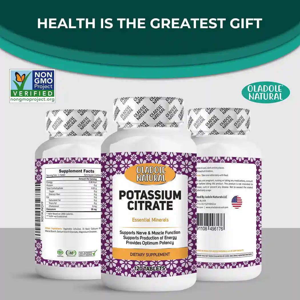 Oladole Natural Potassium Citrate 99 mg Supplement 120 Tablets