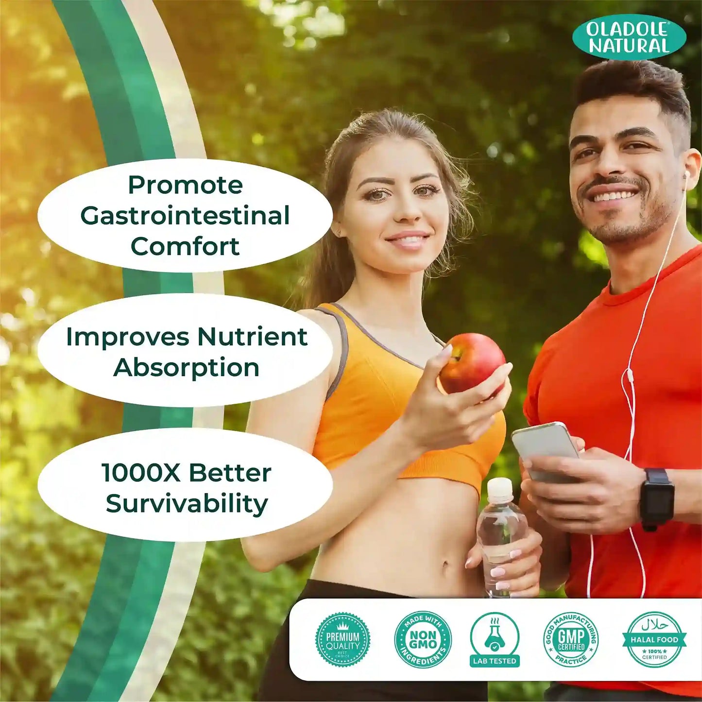 Oladole Natural Probiotic 25 Billion 10 Probiotic Strains 50 Capsules