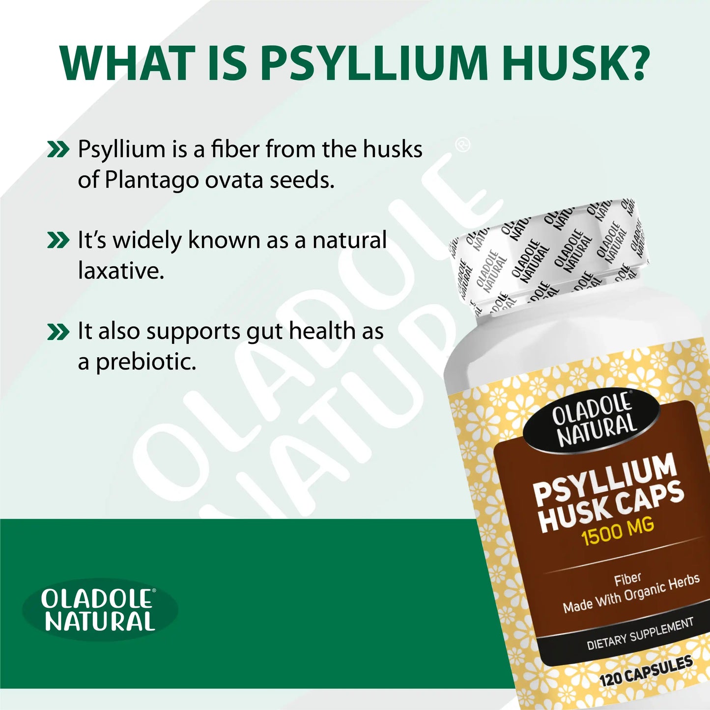 Oladole Natural Psyllium Husk 1500mg 120 Capsules