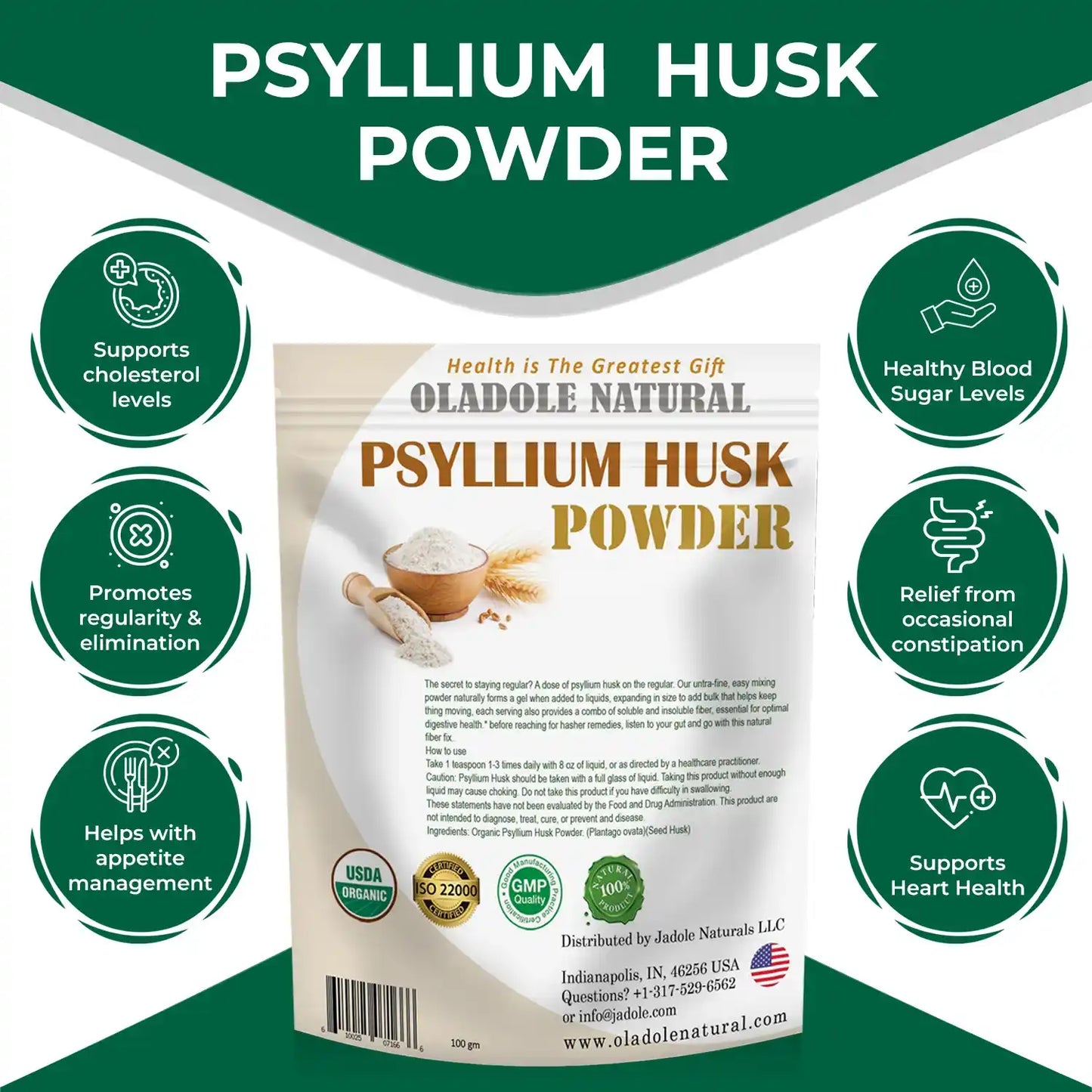 Oladole Natural Psyllium Husk Powder 100g