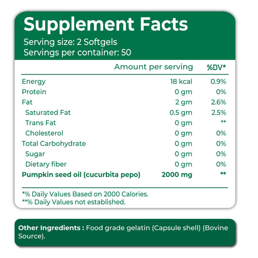Oladole Natural Pumpkin Seed 2000mg – 100 Softgels