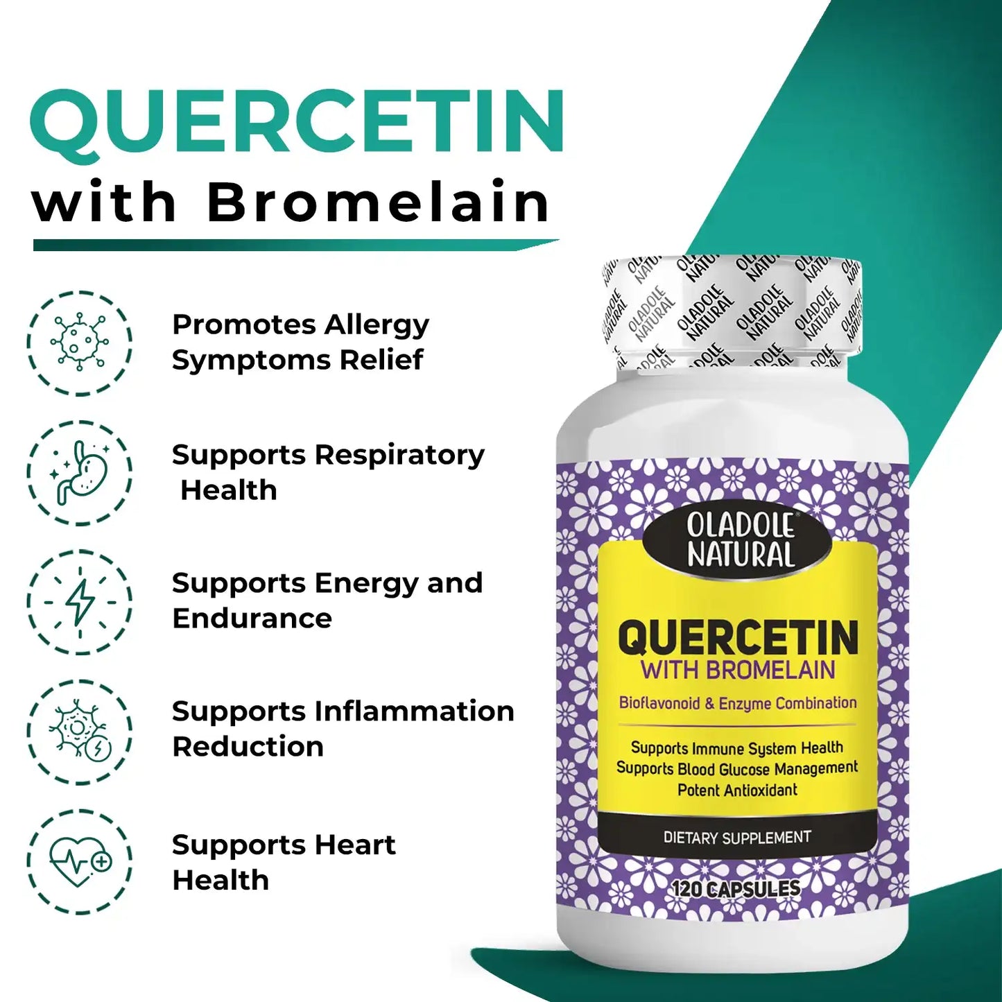 Oladole Natural Quercetin With Bromelain 120 capsules