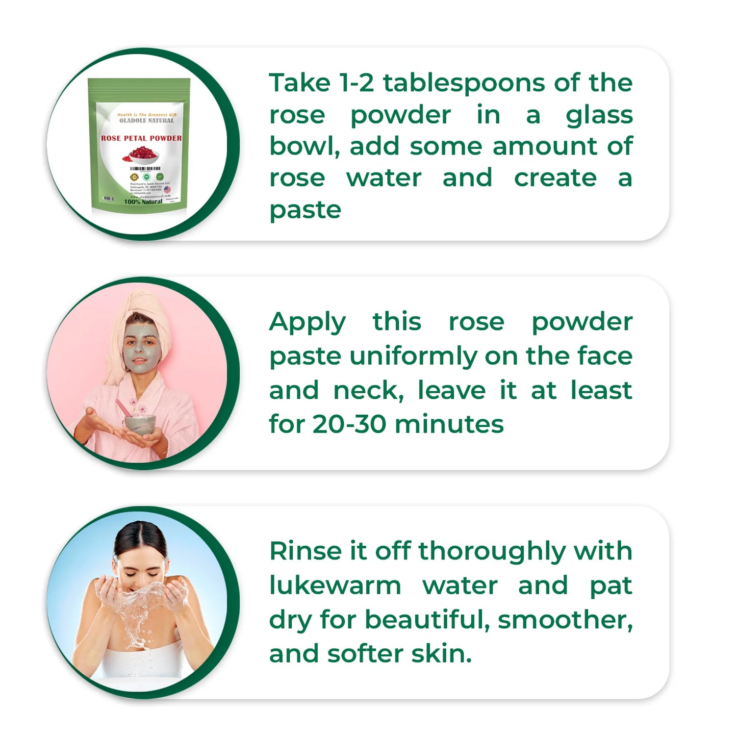 Oladole Natural Rose Petal Powder 100g