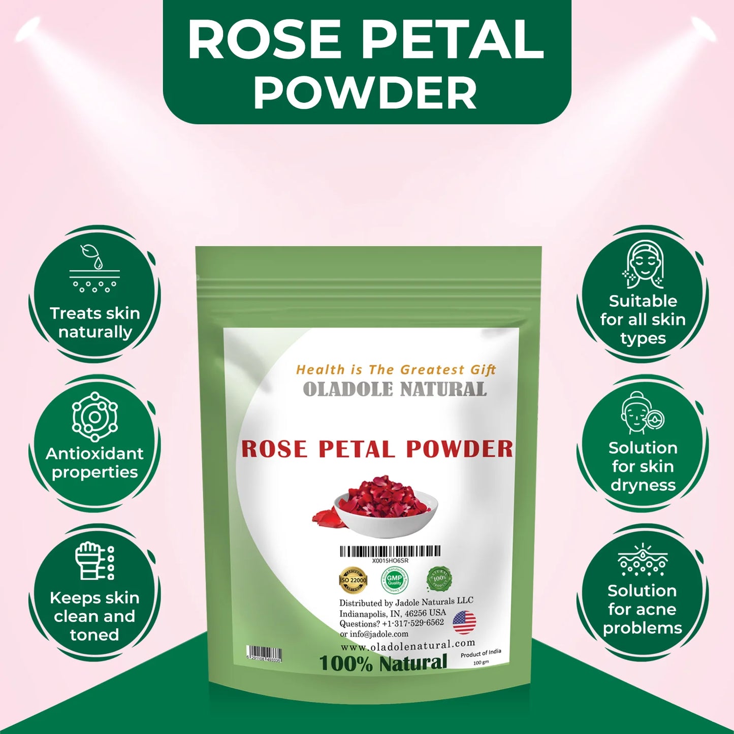 Oladole Natural Rose Petal Powder 100g