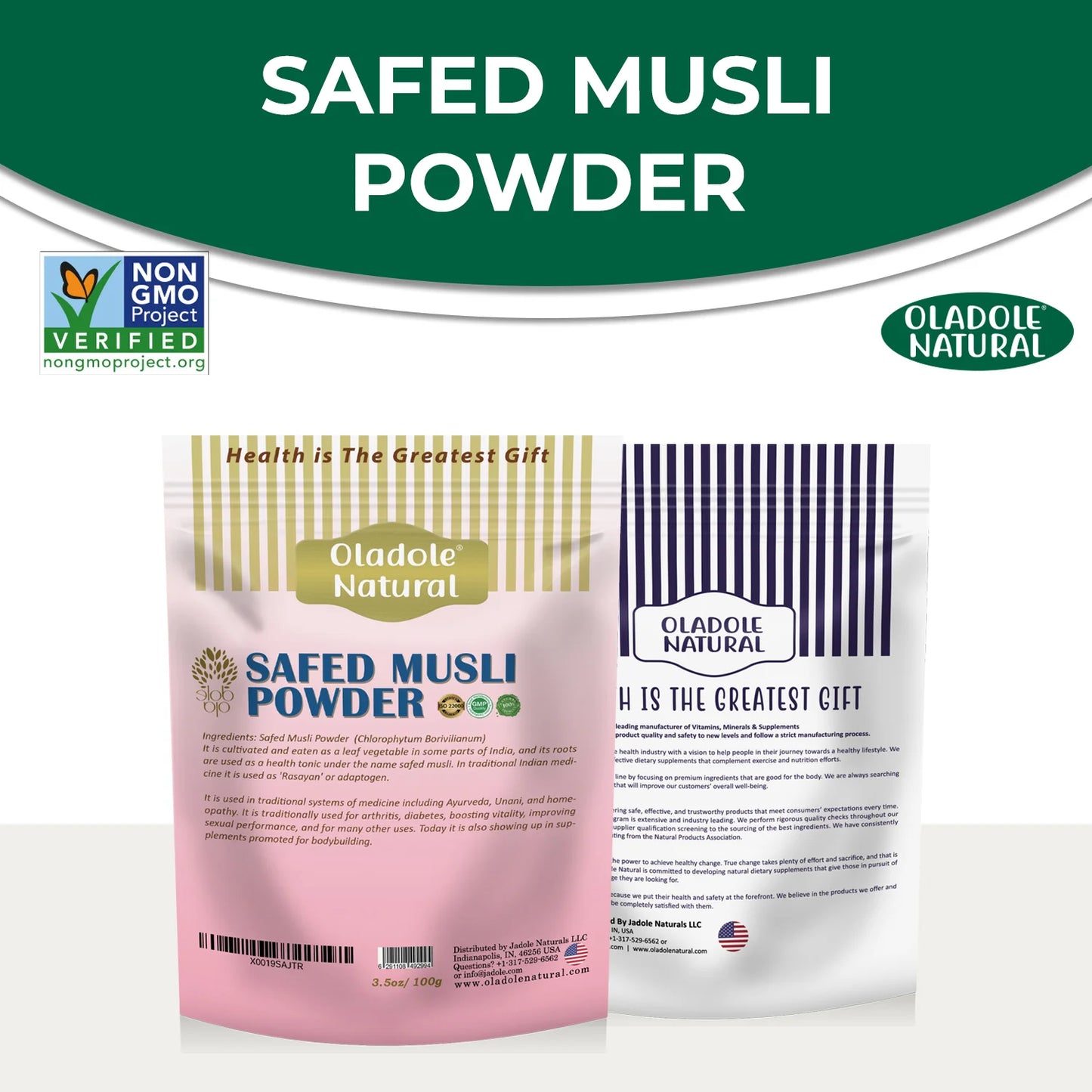  Oladole Natural Safed Musli Powder  Front And Back