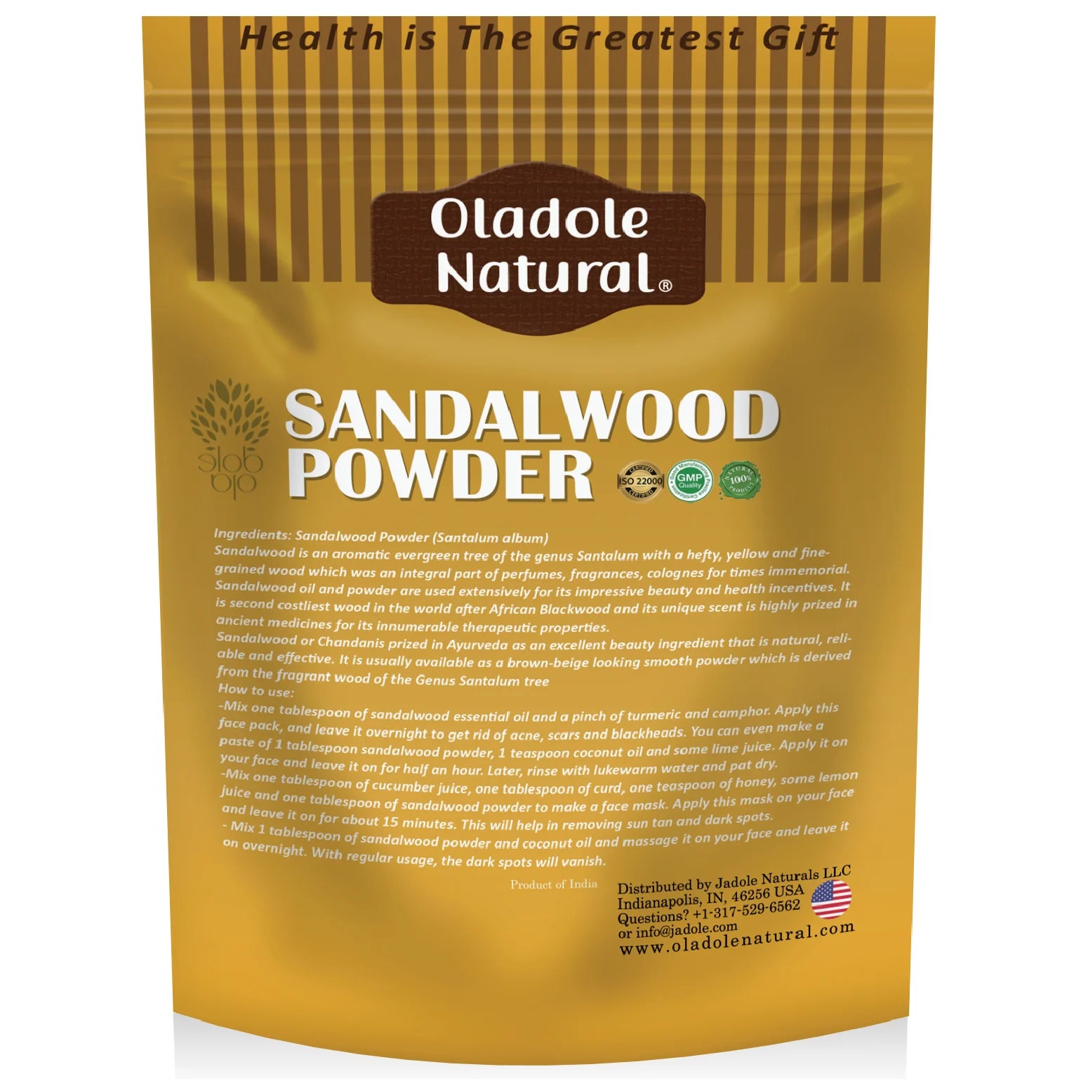 مسحوق خشب الصندل الطبيعي من أولادول، 100 جرام 