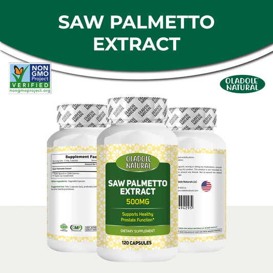 Oladole Natural Saw Palmetto Extract 500mg 120 Capsules