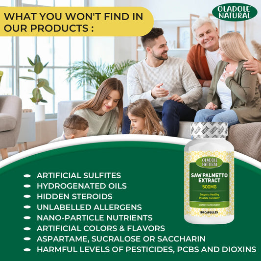 Oladole Natural Saw Palmetto Extract 500mg 120 Capsules