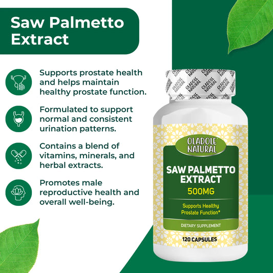 Oladole Natural Saw Palmetto Extract 500mg 120 Capsules