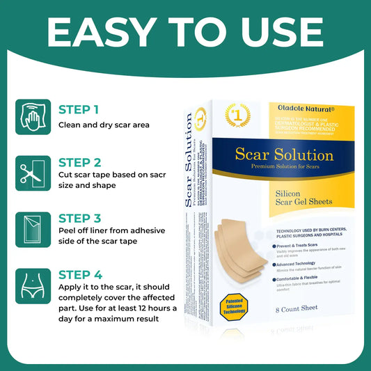Oladole Natural Scar Solution Silicone Scar Gel Sheets 8 Count