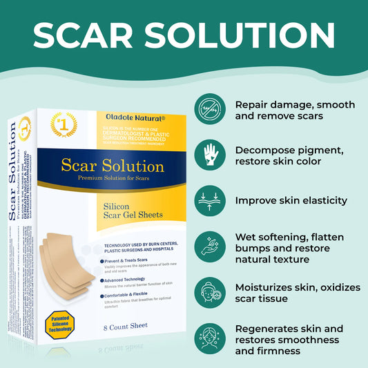 Oladole Natural Scar Solution Silicone Scar Gel Sheets 8 Count
