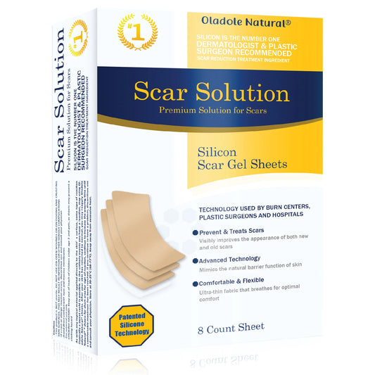 Oladole Natural Scar Solution Silicone Scar Gel Sheets 8 Count