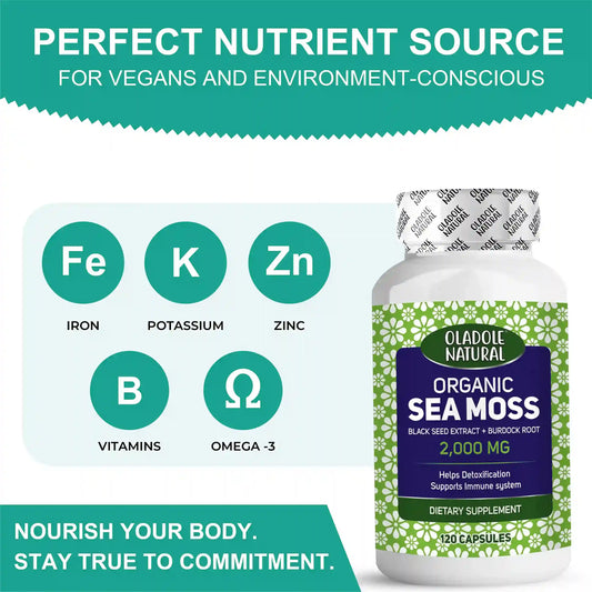 Oladole Natural Organic Sea Moss (2000mg) - 120 Capsules