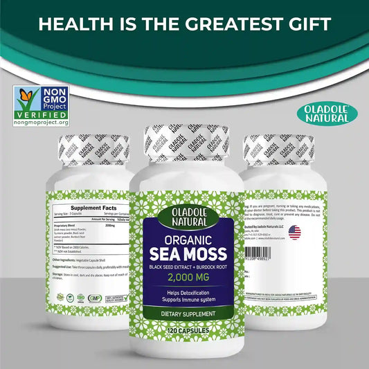 Oladole Natural Organic Sea Moss (2000mg) - 120 Capsules