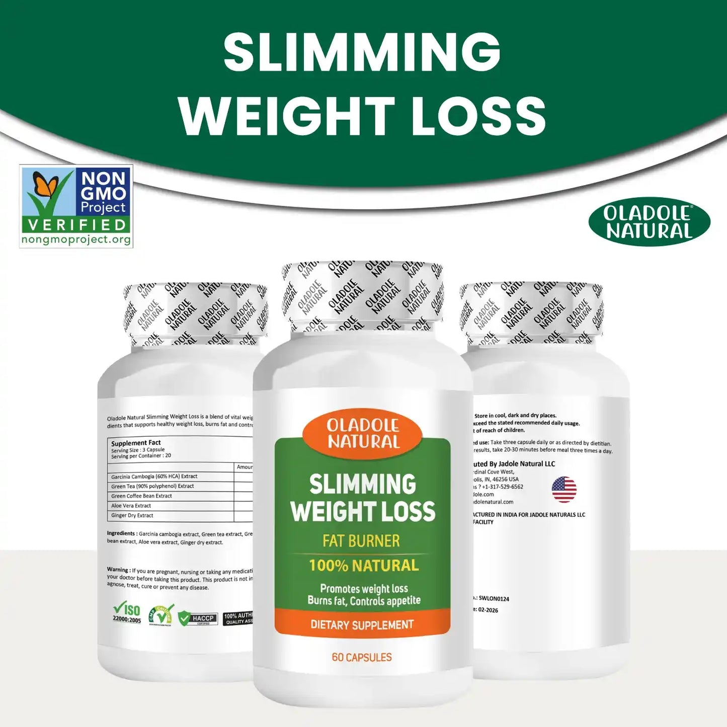 Oladole Natural 100% Natural Slimming Weight Loss Fat Burner 60 Capsules