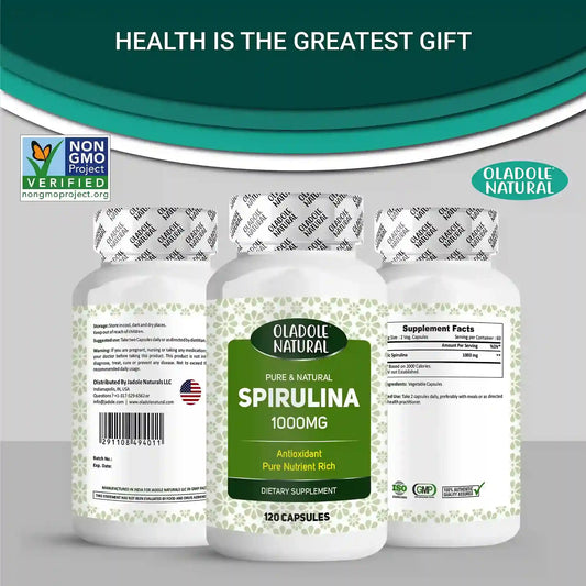 Oladole Natural Spirulina 1000mg 120 Capsules
